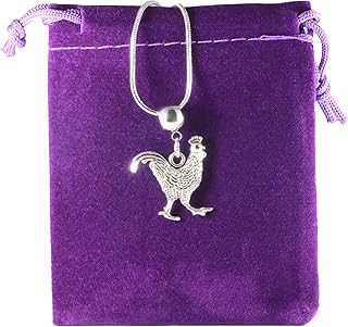 Chicken Necklace for Women and Men - Premium Stainless Steel Snake Chain with Alloy Charm - Chicken Decor, Ideal Chicken Accessories, Chicken Things and Chicken Decorations for Home and Kitchen,