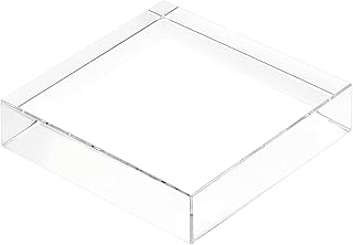 FINGERINSPIRE Clear Polished K9 Glass Square Display Block, 4" x 4" x 1" Square Transparent Display Bases for Photography Props Home Collectibles Decoration