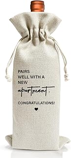 Pairs Well With A New Apartment Wine Gift Bags, Gift For Housewarming, New Home Owner Gift, Realtor Gift to Clients, Housewarming Party Decorations, Reusable Burlap With Drawstring Gift Wine Bag