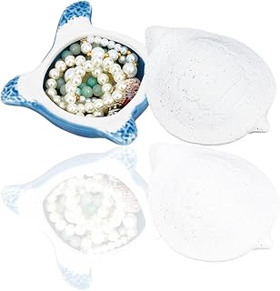 GOMAKERER 1 Pc Turtle Jewelry Tray with Lid, Ocean Style Porcelain Storage Jar Key Bowl Candy Dishes Trinket Tray for Entryway Table Display Decorations