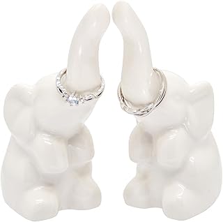 Ring Holder , Jewelry Display Holder, Ladies' Gifts and Men's Engagement Gifts; Ceramic Elephant Statue Home Lucky Decorations