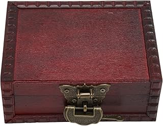 MOUMOUTEN Wooden Treasure Chest Box, Jewelry Storage with Lock And Lids Handcrafted Box for Home Decoration Small Stash Box