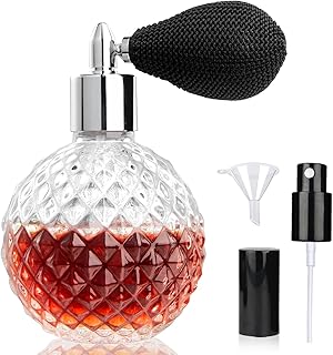 LINALL Perfume Bottle Vintage Atomizer Spray Bottle 3.4oz Empty Refillable Perfume Atomizer Glass Bottle Great for Perfume Home Decoration Cocktail - Clear