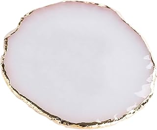 Alipis Ceramic Holder Decoration Trinket Exquisite Organizer Rings with Agate Circle Display Tray Decorative Bracelet Rim Jewelry White Necklace for Storage Plate Dish Gold Home Creative