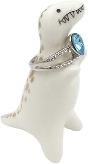 Onlycee Miniature Ceramic T-Rex Dinosaur Ring Holder,Home Accent Desktop Decoration