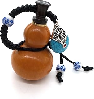 Handmade Open Gourd Pendant Blue Pendant Chinese Knot Keychain, Refined Natural Open Gourd Ornaments for Home, Bedroom, Car and Office Decoration, Black, 1
