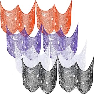 8 Pack Creepy Cloth 30 x 72 Inch, Halloween Creepy Cloth Scary Gauze Cloth Doorways Spooky Halloween Decorations Outdoor Yard Home Wall Decor (Black, White, Purple, Orange)