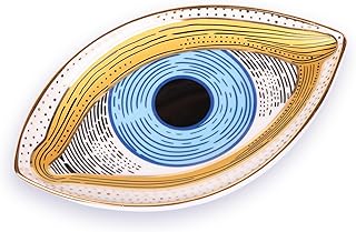 Exquisite Small Ceramic Jewelry Tray,Decorative Trinket Dish for Rings Earrings Necklaces Bracelet Watch Keys, Birthday Mother's Day Christmas Gift for Women (A-Evil Eye)