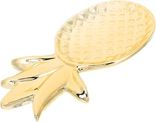 STOBAZA 2pcs Pineapple Jewelry Tray Serving Dish Tray Cake Platter Jewelry Trays Candle Tray Snack Dish Decorative Tray Gold Dresser Jewelry Plate Ceramics Teacup Saucer Key Women's