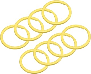 uxcell Split Keychain Rings, 30mm/1.2inch Round Flat Key Holder for Keys Organization, Decoration, Carbon Steel, Yellow, 8Pcs