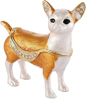 FASSLINO Dog Trinket Box Hinged Enameled Jewelry Box Classic Animal Ornaments Craft Gift for Home Decor