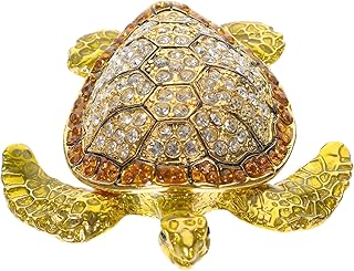 FAVOMOTO Vintage Decor Bracelets Holder Tortoise Trinket Box Sparkling Jeweled Hand Painted Animal Turtle Jewelry Holder Case Turtle Ring Holder for Home Bedroom Shop Ocean Gifts Wedding Decor