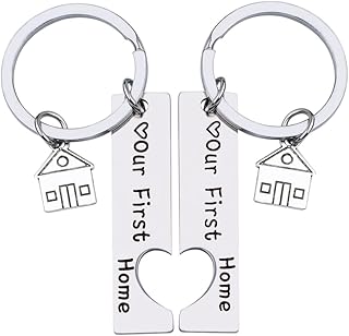 House Warming Gifts for New Home 2PCS Our First Home Keychains Keyrings for Couples Housewarming Closing Gifts for Home Buyers New House gift for Women Men Friends Clients New Home Owners,