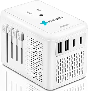 220V to 110V Voltage Converter US to Europe for Hair Dryer with 2 USB Port 2 USB C International European Universal Travel Adapter Worldwide Step Down Power Converter Adapter Combo