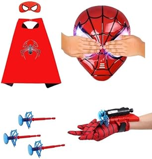 spider toys for boys 4-6，superhero capes for kids and LED Mask - web shooters,Superhero Toy Shooter - Compatible with Superhero Toys