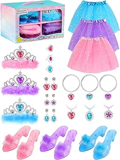 VOKOFAYE Princess Dress for Girls 3 4 5 Years, Toddler Dress Up Costume with Jewelry Boutique & Princess Shoes, Kids Pretend Play Toy for Birthday Party Gift