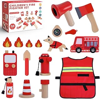 Fireman Costume for Kids,15 Pcs Firefighter Costume with Toy Accessories Set for kids 3+