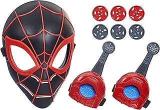 Spider-Man Marvel Across The Spider-Verse Web Action Gear, Miles Morales Costume Mask and Gauntlets, Super Hero Toys for 5 Year Old Boys and Girls and Up (F6102)
