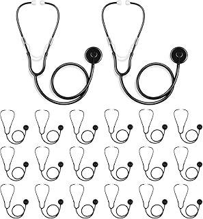 RoundFunny 20 Pcs Kids Stethoscope Toy Plastic Stethoscope Real Working Stethoscope for Kids Role Play Girls Boys Doctor Nurse Accessories Costume School Career Day Cosplay Stethoscope (Black)