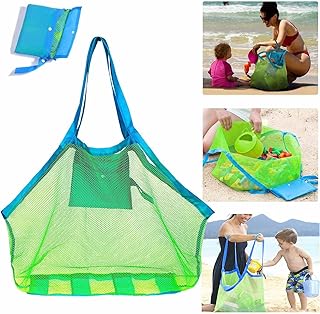 SupMLC Mesh Beach Bag Extra Large Beach Bags and Totes Tote Backpack Toys Towels Sand Away for Holding Beach Toys Children’ Toys Market Grocery Picnic Tote