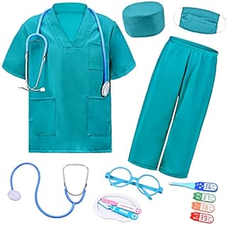 Doctor Scrubs Set,Doctor Kit for Kids,Doctor Costume With Pretend Play Playset for Kids 3-12Years