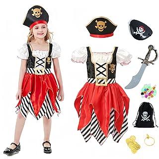 Girls Deluxe Pirate Costume,Buccaneer Princess Dress for Kids