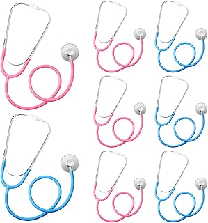 8 Pcs Kids Stethoscope Toy Working Nursing Stethoscope Doctor Kit for Kids Role Play Pretend Game Doctor Nurse Costume Accessories, Pink Blue
