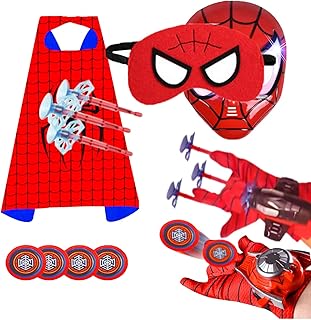 Kids Superhero Capes & Led Masks Toy,Web Shooters Costume,Party favor Birthday Gifts Goodie bags Stuffers for Spider Boys Girls Kids 3-4-6-8 Toy