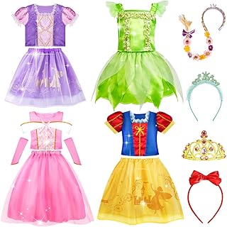 Princess Dress Up - Princess Dress for Girls with Princess Toys, Christmas Birthday Gift for Toddler Girls Age 3-8