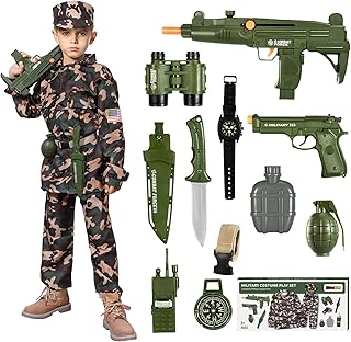 Halloween Army Costume for Boys, Kids Army Toy Set Gift for Halloween Kids 4 5 6 7 8 9 10 Years Old Boy