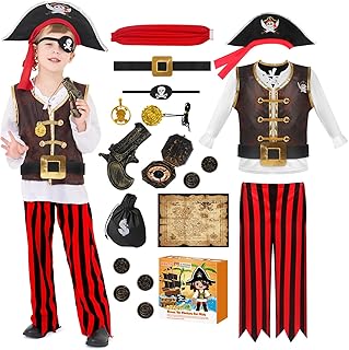 Pirate Costume Kids Halloween Costumes for Boys Girls, Pretend Play & Dress Up Clothes for Little Boys Girls Halloween Costumes for Kids, Toddler Boys Pirate Costume Toys Gifts for Kids 3-8