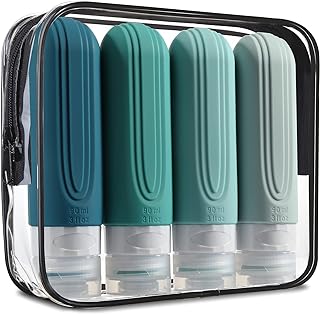 Mrsdry Travel Bottles for Toiletries, Tsa Approved 3oz Travel Size Containers BPA Free Leak Proof Refillable Liquid Silicone Squeezable Travel Accessories for Shampoo Conditioner Lotion (4 Pack) Mint