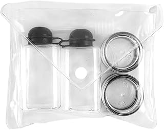 6 Pieces Travel Bottles Travel Jars with Screw Lid Makeup Cream Beauty Cosmetic Product Container Leak Proof Plastic Jars for Toiletries Squeezable Come with Dropper Spatula Travel Case