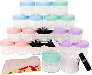 Wopanxye 20pcs 20 gram Travel Jars, 20ml Refillable Containers, Small Cosmetic Pot, Round Tin Sample Container Bottle with Screw up Lid for Beauty Lip Balm, Lipsalve, Eyeshadow, Powder, Cream, Candle