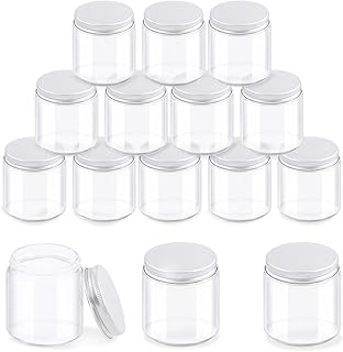 Glarks 12 Pack 4oz Glass Jars with Lids, Round Clear Glass Jars with Inner Liner and Silver Lids for Storing Creams, Beauty Products, Cosmetic and Ointments