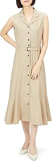 Women's Casual Dress, Front Button Striped Dress