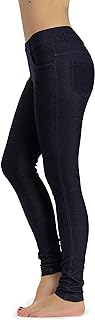 Women's Jean Look Jeggings Tights Yoga Many Colors Spandex Leggings Pants S-XXL (X-Large, Navy Blue)