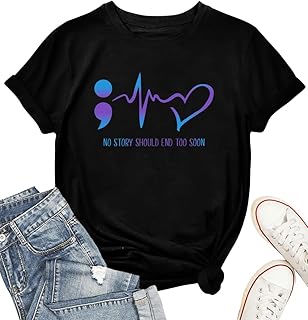 Suicide Awareness Shirt for Women Suicide Prevention T-Shirt Mental Health Psychologist Graphic Tee Tops