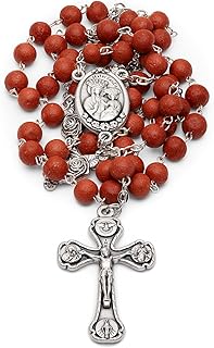 Rosary Beads catholic for Women and Men Blessed During Pope's Angelus, Original Rose Scented Rosary with Our Lady of Good Health Center Medal - Perfect catholic gifts, Pewter, No