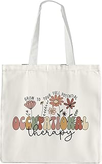 Occupational Therapy Tote Bag Aesthetic - Canvas Tote Bag for Mental Health, OT Appreciation Tote Bag for Woman, Mental Health Therapist Trendy Tote Bag, Psychology Gift, White, One Size
