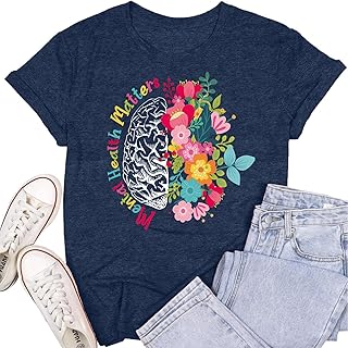 Womens Mental Health Matters Shirts Human Brain Illness Awareness T-Shirt Therapist Gifts Tee Top