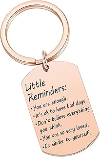 Little Reminders Keyring Inspiration Keyring Motivational Mental Health Keyring Daily Affirmation Inspiration Uplifting Quotes Reminder Gift For Her He Hug Gifts Self Love, Rose Gold, normal