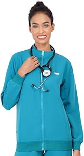 Scrub Top/Jacket for Women Mock Neck, Regular Fit with 2 Pockets Four-Way Stretch, Medical/Health Care Uniform