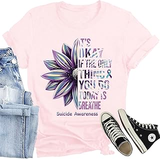 Mental Health Matters Shirt Women Suicidal Awareness T-Shirt Inspirational Kindness Short Sleeve