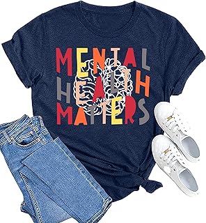 Mental Health Matters Shirt Womens Therapist Psychologist Tshirt Human Brain Illness Awareness Short Sleeve