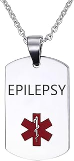 YQSLIN Health Alert Pendant Necklaces for Men Women Stainless Steel Engraved Medical ID Tag Emergency Med Alert Necklace Jewelry