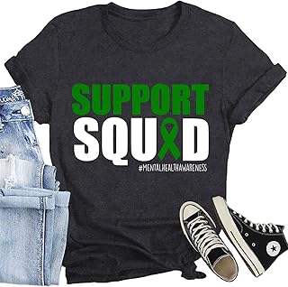 Mental Health awareness Shirt Women Green Ribbon T-Shirt Inspirational Therapist Psychologist Tee Tops