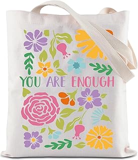 Positive Thoughts Tote Bag You Are Enough Flower Reusable Grocery Shopping Bag Mental Health Shoulder Bag
