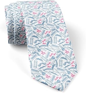 Skinny Slim Fashion Necktie for men, Novelty Conversational Neckwear Ties (Barber Shop Hairdressing Pattern), As Shown, Large