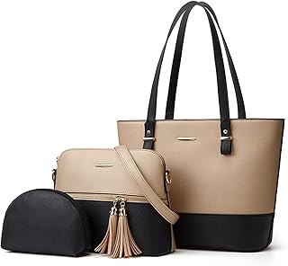 Women Handbag Set Fashion Tote Bag Large Shoulder Bag PU Leather 3pcs Set